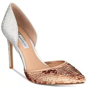 Copper sequin heels